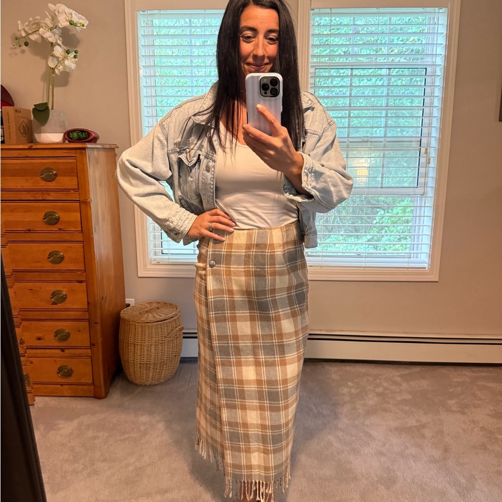 Vintage Plaid Fringe Skirt